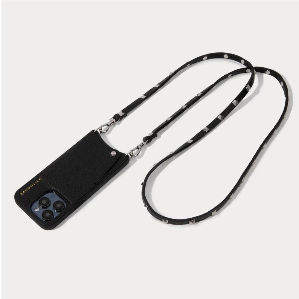 SARAH Bandolier Crossbody Phone Case in Black/Silver Iphone 12/12 Pro